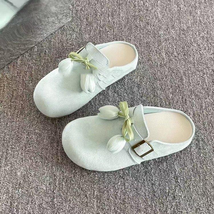 Thick-soled one-pedal lazy shoes women's 2025 summer new outer wear bag head half slippers belt buckle fashionable Birkenstocks