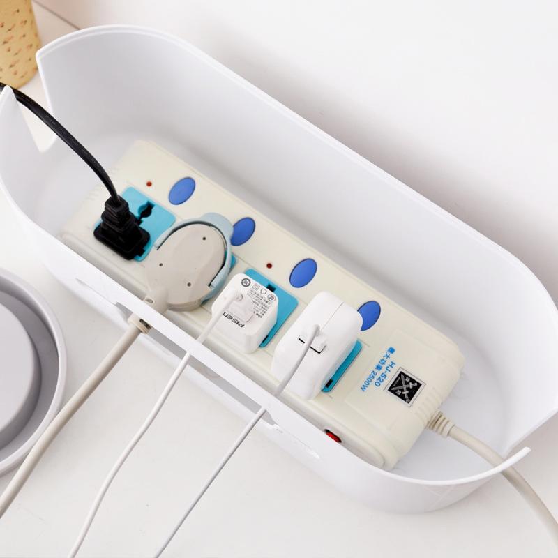 Large Cable Organizer Box: Plastic Power Outlet Storage & Management Solution for Desktops