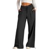 Womens Elevated Wide Leg Pants Drawstring Waist Relaxed Palazzo Trousers