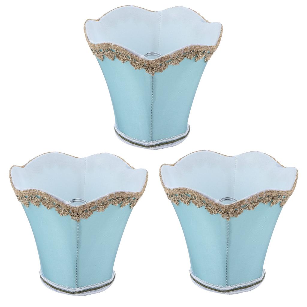 3Pcs Fabric Lampshade ClipType Modern European Style E14 Lamp Cover for Home Hotel KTV Green
