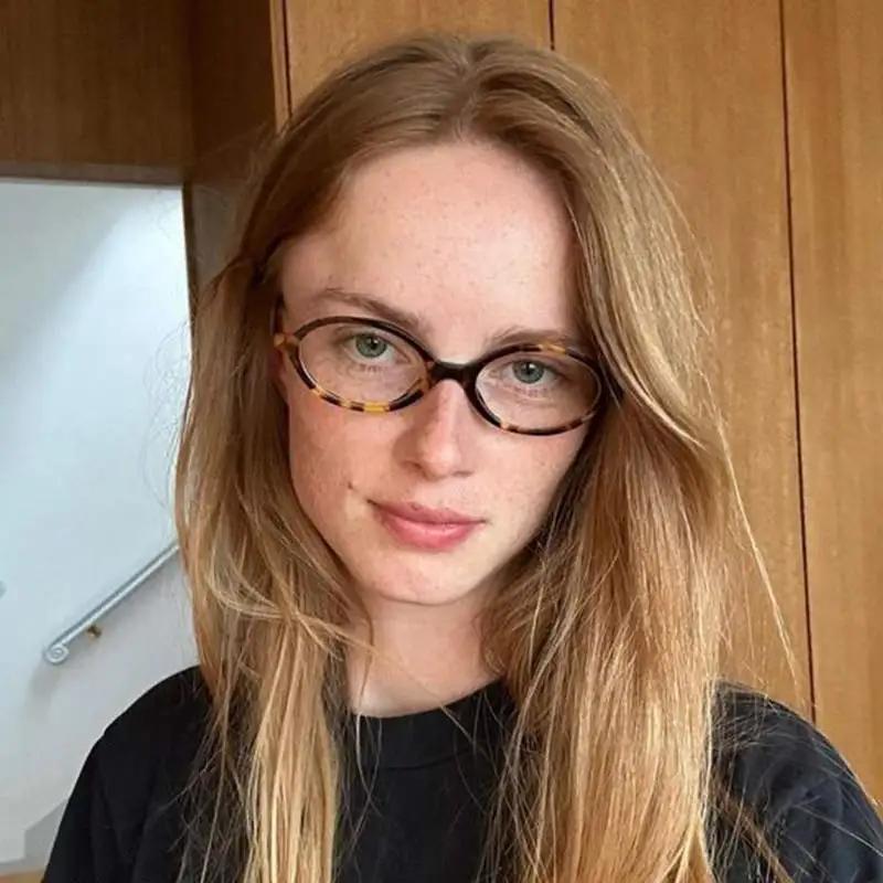 Oval Leopard Print Anti Blue Light Glasses Luxury Fashion Flat Mirror Eyewear Accessories for Women