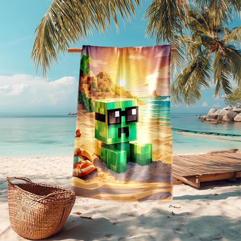Classic Entertainment Sandbox Xbox Games Minecraft  soft beach towel outdoor camping vacation swinging beach scarf decorative blanket B7