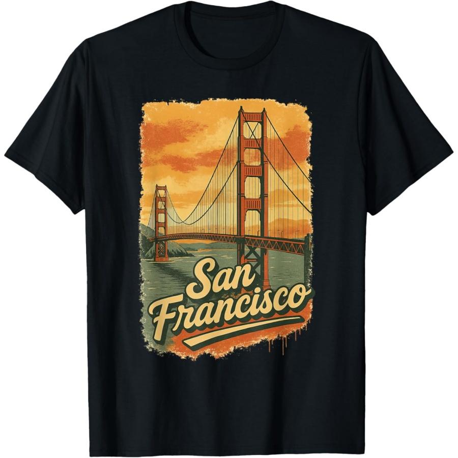 Ретро футболка-сувенир Мост Золотые Ворота Сан-Франциско XXXXXL чёрный