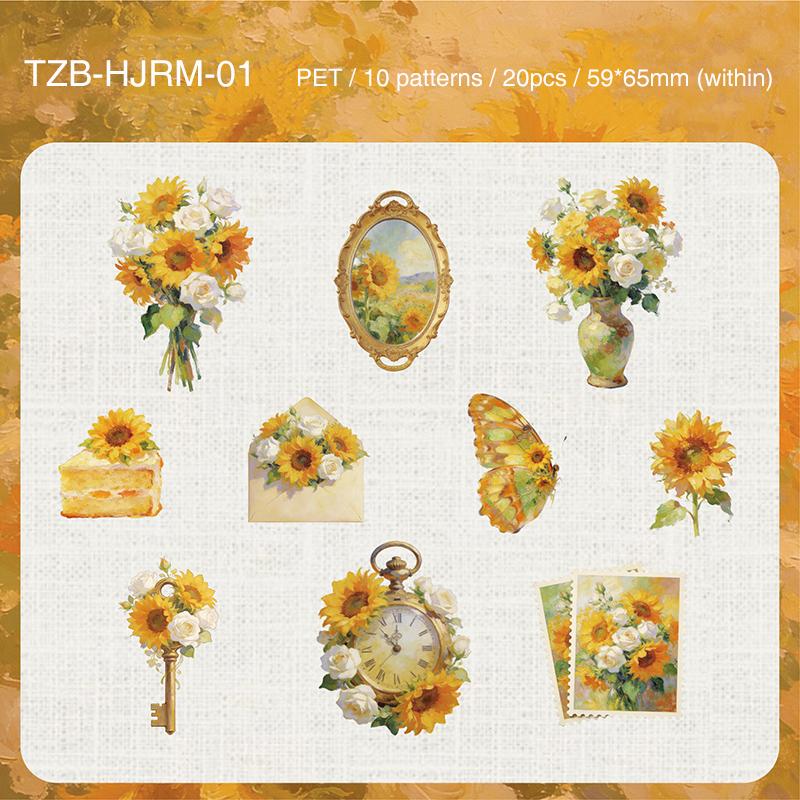 

JIANWU Dream Among Flower Series Vintage Floral Painting Landscape Material Collage PET Sticker Creative DIY Journal Stationery