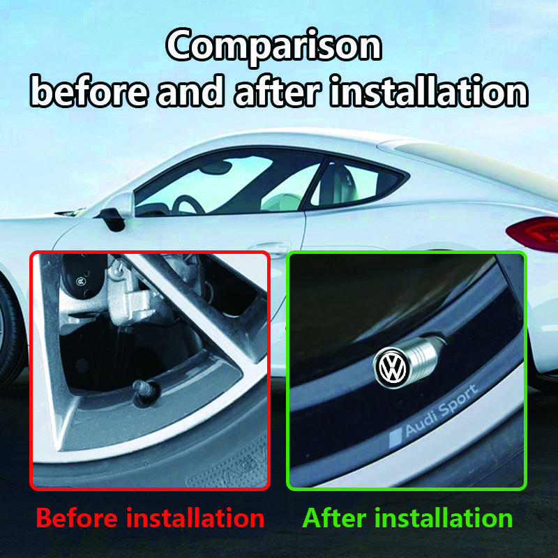4PCS Car Styling Wheel Tires Stem Valve Caps For Volkswagen Vw Jetta Tiguan Mk6 Touran Golf R Scirocco Polo 6R Metal Dust Covers