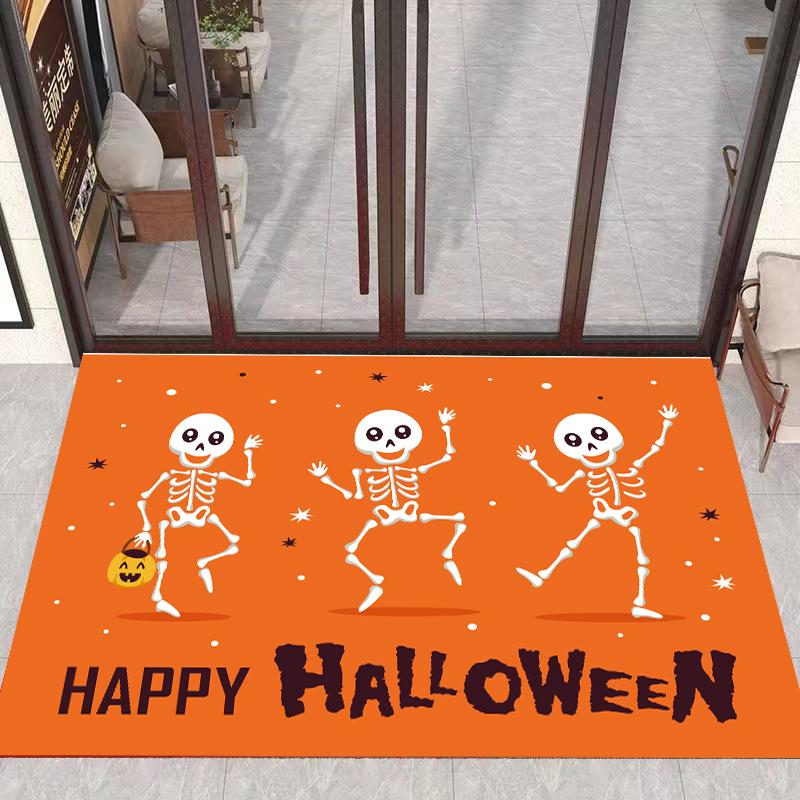 

VIKAMA Halloween Crystal Velvet Decorative Carpet, Anti-Slip And Easy To Maintain, Round Entrance Foyer, Bathroom Home Decor 40x 60cm