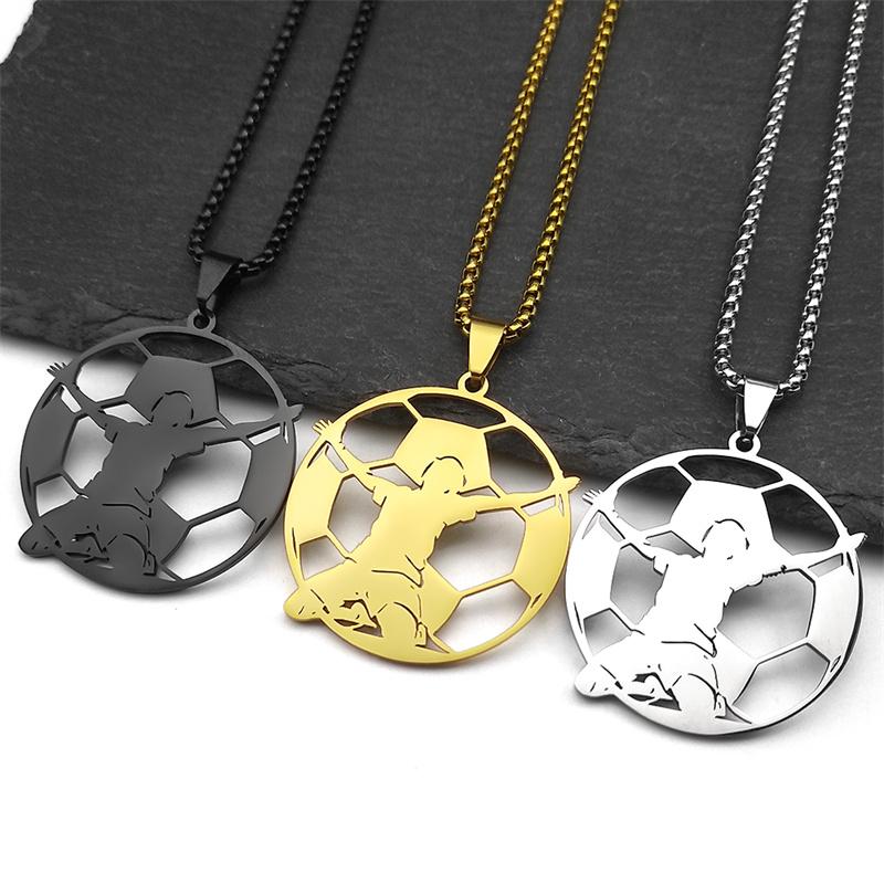 Soccer Football Goalkeeper Necklace For Women Men Stainless Steel Gold Silver Color Sports Spirit Chain Jewelry Gifts Collar