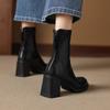 Autumn and Winter Women's Large Size Knight Boots Solid Color Rubber Sole Versatile Medium Heel Women's Boots Round Head Square Heel Zipper Medium