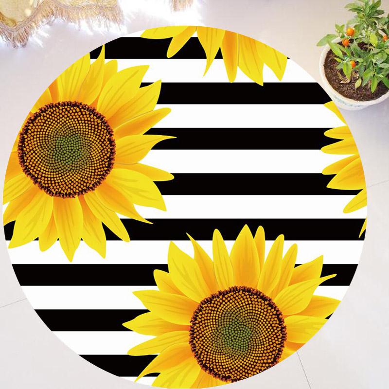 Chic You Are My Sunshine Sunflower Round Rug Living Room Bedroom Modern Floral Rug Floor Mat Chair Home