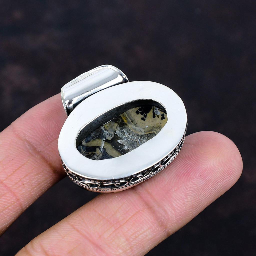 Schalenblende Pendant Original Gemstone Pendant 925 Sterling Silver Pendant Schalenblende Jewelry Handmade Vintage Pendant Gifts for Mother