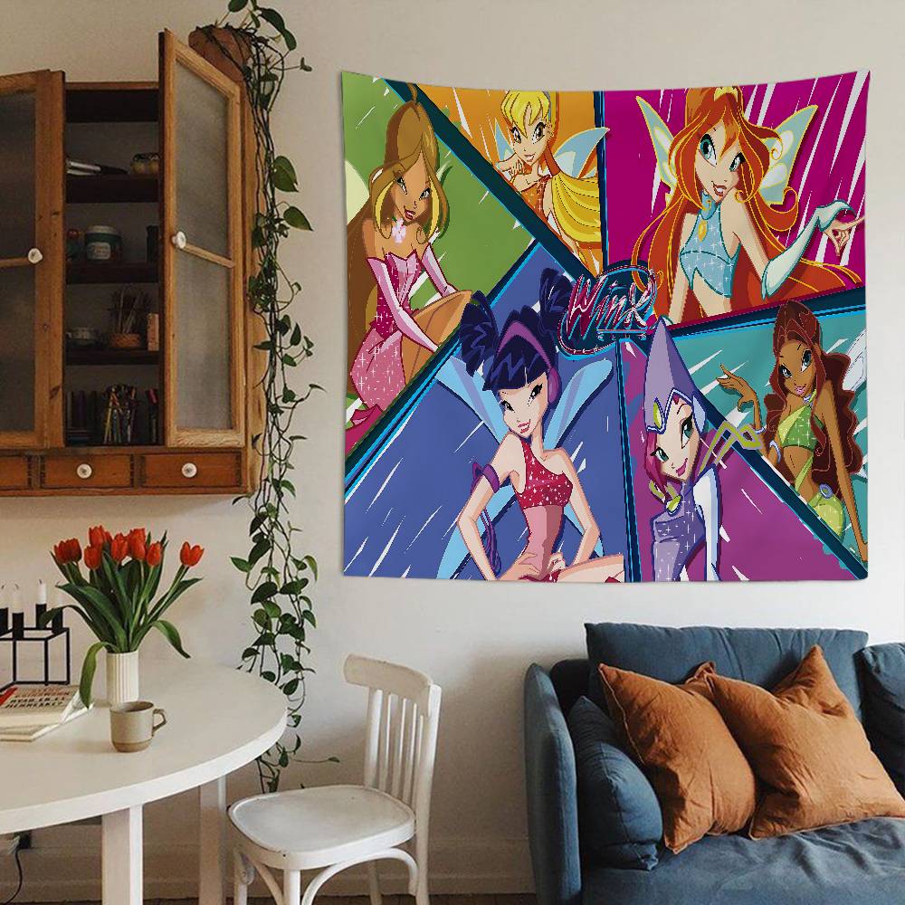 Girl W-Winx Clubs Hanging Bohemian Tapestry Bohemian Wall Tapestries Mandala Kawaii Room Decor