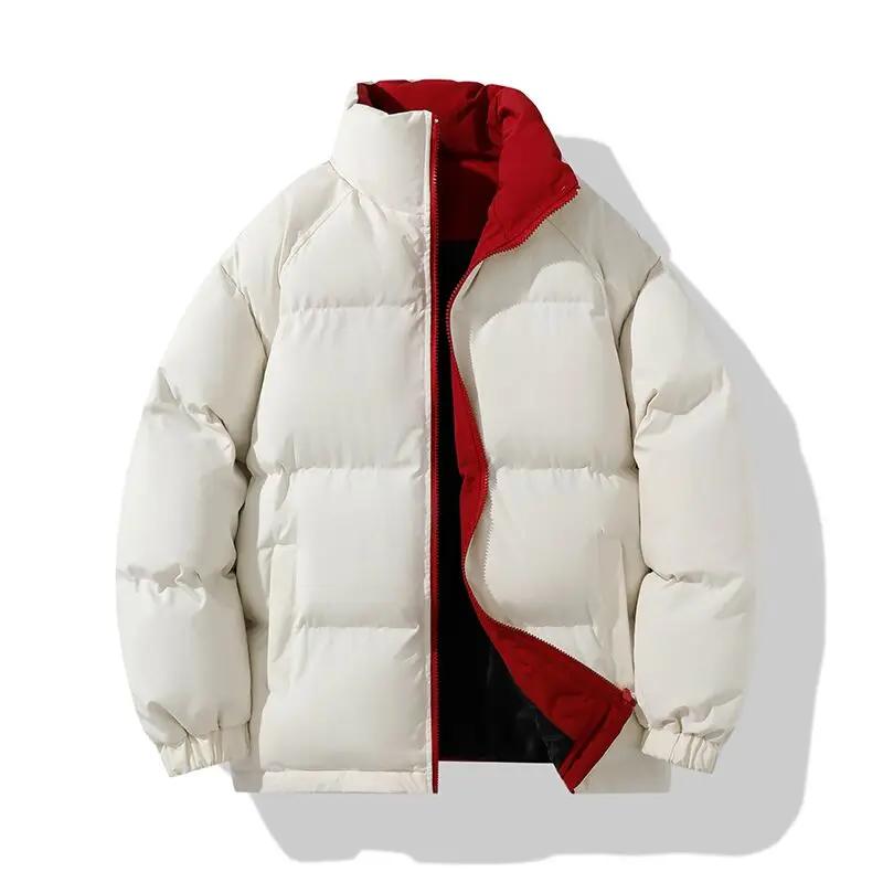 Winter Men Padded Coat Male Casual Loose Jacket Hong Kong Style Couple's Thick Parkas Man Stand Collar Windproof Outerwear