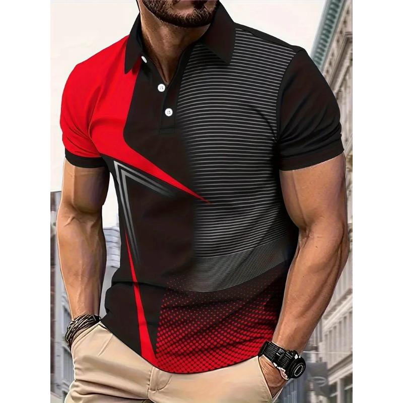 Summer New Casual Men's 3D High-quality Short Sleeved Button Polo Shirt