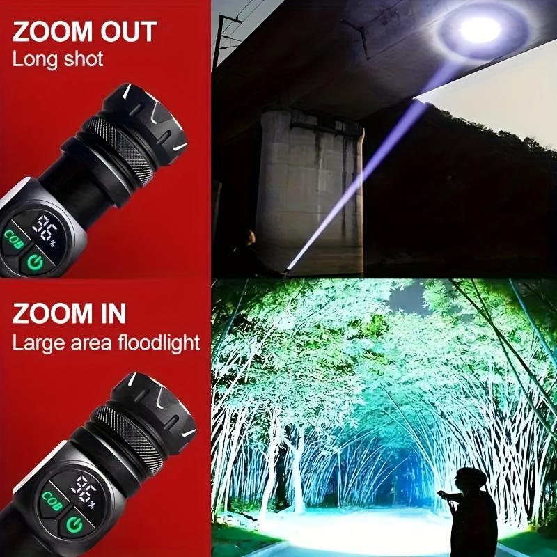 6800mAh LED multifunctional rechargeable flashlight with adjustable focus nine speed COB with red light for outdoor camping, hunting equipment