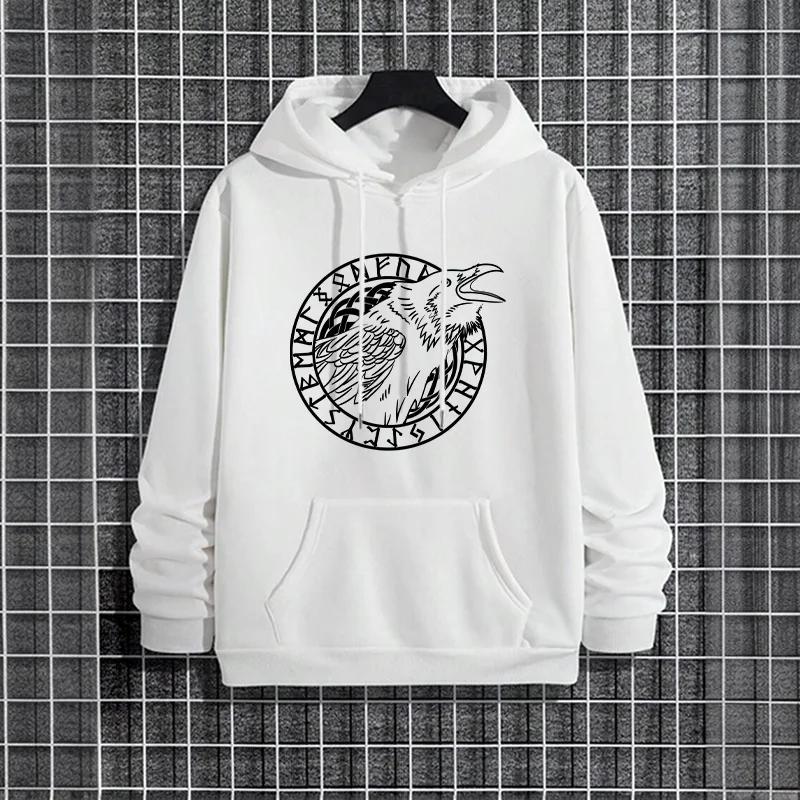 2025 Urban Edge Mens Hoodies Streetwear Fashion Hip Hop Hooded Sweatshirt Male Trendy Casual Hoody Ancient Raven Print Coats