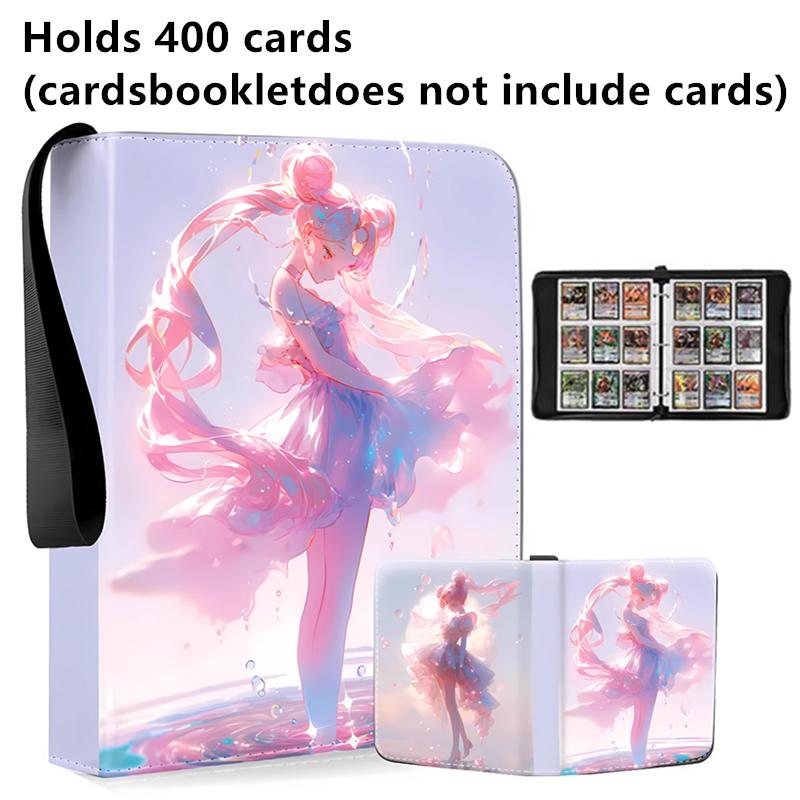 400pcs/900pcs Sailor Moon Card Album Book Folder 4/9 Card Slots Collections Zipper Double Pocket Zipper Card Binder Holder