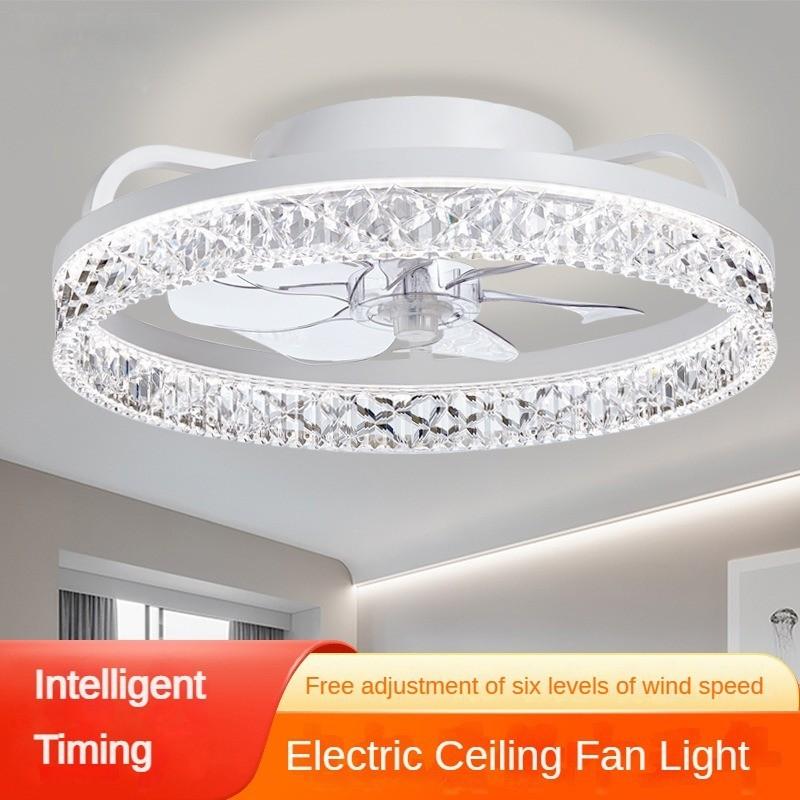 50 * 50 * 16cm Modern And Fashionable Electric Ceiling Fan Lamp Bedroom LED Ceiling Fan Light Intelligent Silent Chandelier Fan