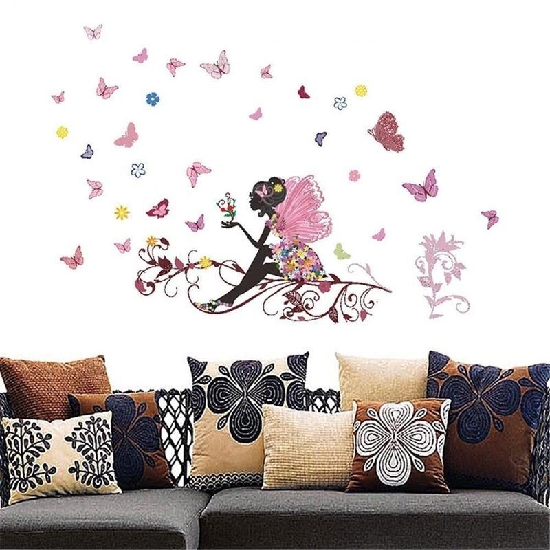 The New Butterfly Beautiful Faery Bedroom Waterproof Sitting Room Background Wall Stickers Can Be Removed