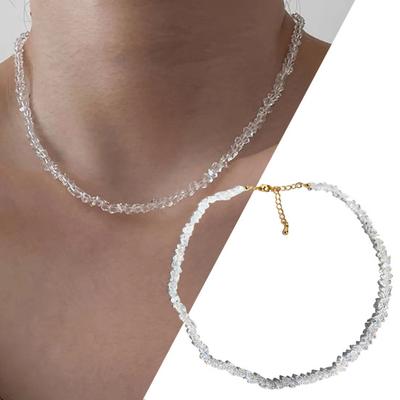 Collana da Donna Vetro di Cristallo Multifaccettato Lunghezza Estesa Regolabile Gioiello per il Collo Collana Choker da Donna KTJ