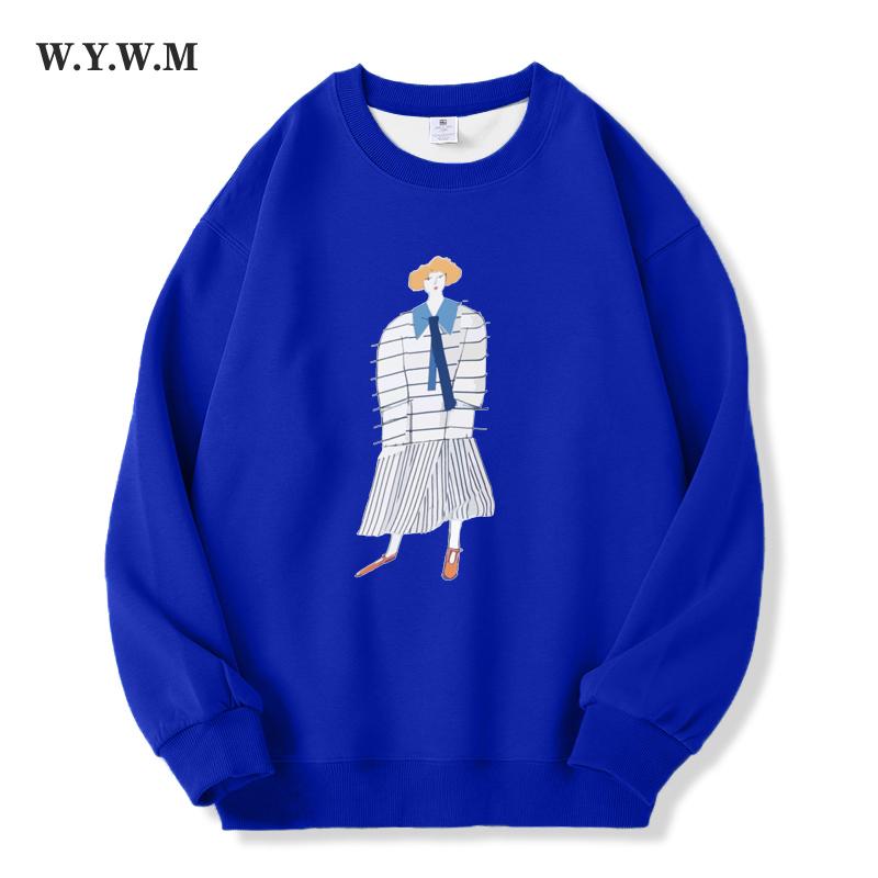 

WYWM индивидуальный мультяшный узор с принтом, женская толстовка с капюшоном, осенний винтажный базовый пуловер большого размера, женский топ в стиле Харадзюку, 2023 Y2k