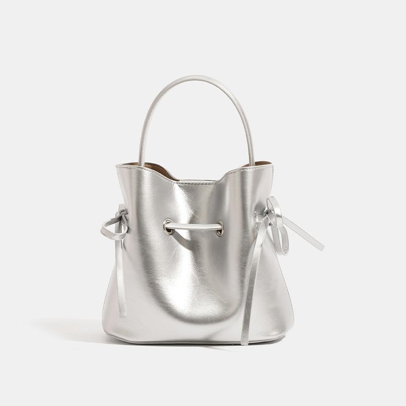 Drawstring New Bag Niche Texture One Shoulder Crossbody Temperament Bucket Bag Women French Retro Fashion Trend Bag