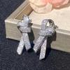 1Pair of Women's Fashion Light Luxury Bow Design Stud Earrings, Inlaid with Synthetic Zircon Jewelry