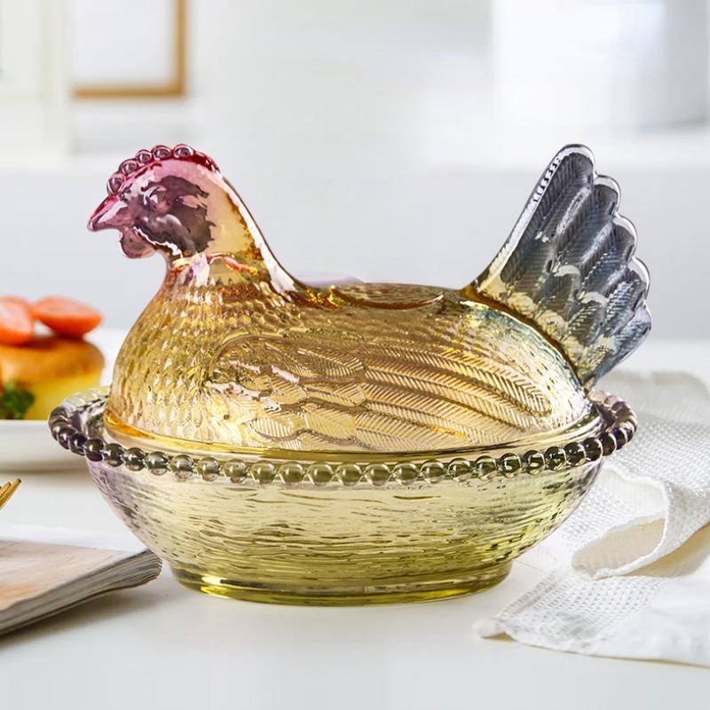 Crystal Glass Fruit Plate with Lid,Creative Transparent Home Decor,Living Room Dried Fruit Storage Plates,Candy Snack Organizer