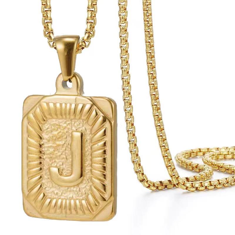 Initial Letter Pendant Necklace Stainless Steel Golden Cuban Chain A-Z Alphabet Name Jewelry For Men Women Gift