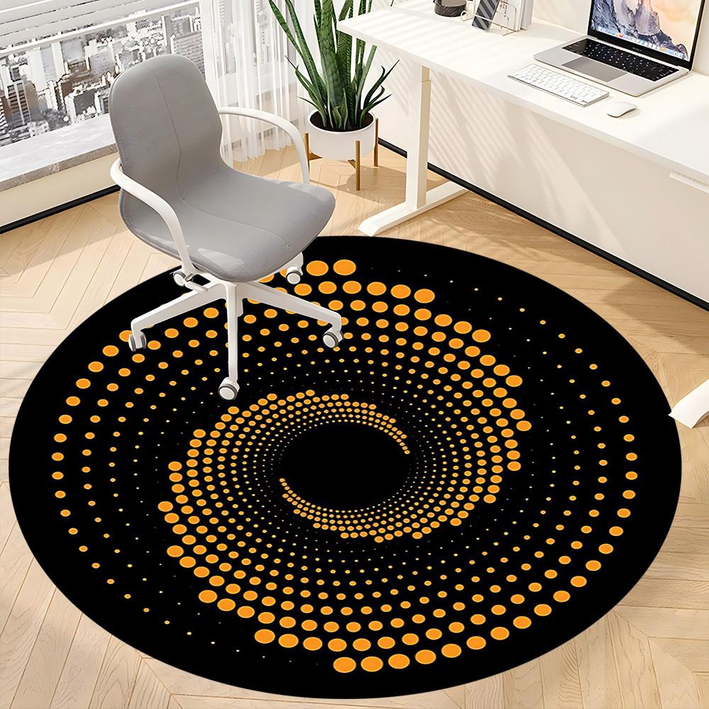 1pc Vortex Dots Office Round Area Rug, Indoor Mat Suitable For Office, Under Office Chairs Bedroom Living Room Home Decor, Room Deco