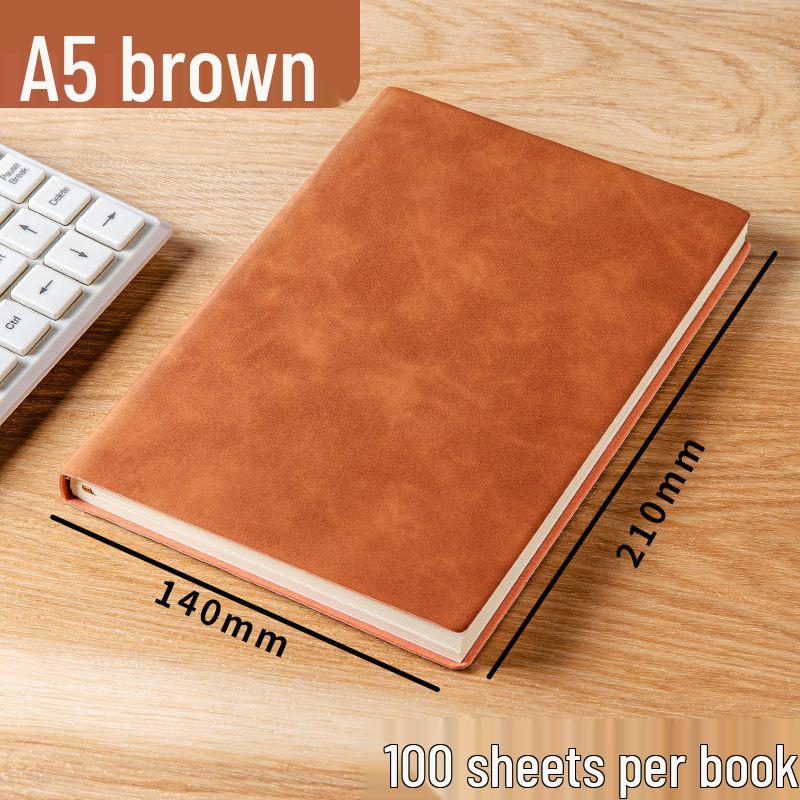 Retro A5 Leather Cover Notebook - Solid Color Diary for Business, Students, and Graduates
