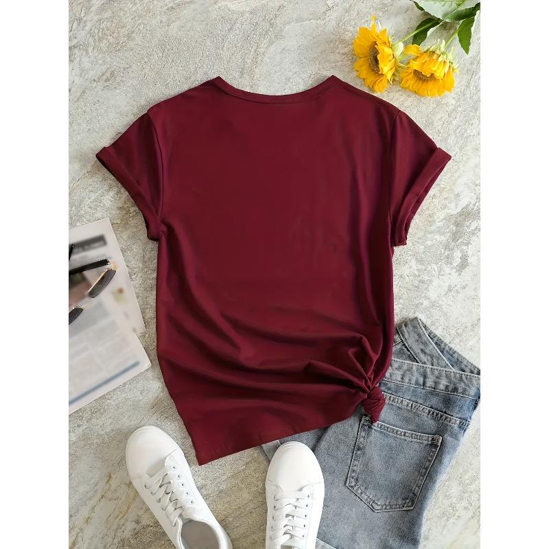 Graphic Print T-shirt, Short Sleeve Crew Neck Casual Top for Summer & Spring, Women's Clothing