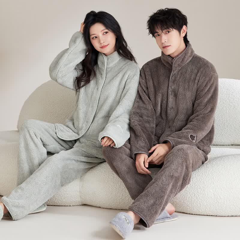 Langsha Coral Fleece Couple Pajama Set