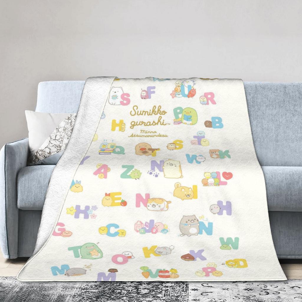 Sumikko Gurashi Cartoon Blanket Shirokuma Penguin Flannel Novelty Soft Throw Blanket for Home Winter Outdoor