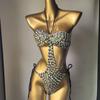 European Handmade Crystal Diamond Bikini - Deep V Lace-Up Women's Swimsuit