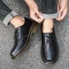 Nowe czarne skórzane buty Martinowe Niskie Brytyjskie Duży Nosek Codzienne Skórzane Buty