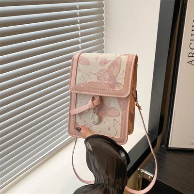Sac pour femme de grande valeur de style étranger avec impression papillon, sac messager tendance d'été à couleurs contrastées, mini sac pour téléphone portable pour femme