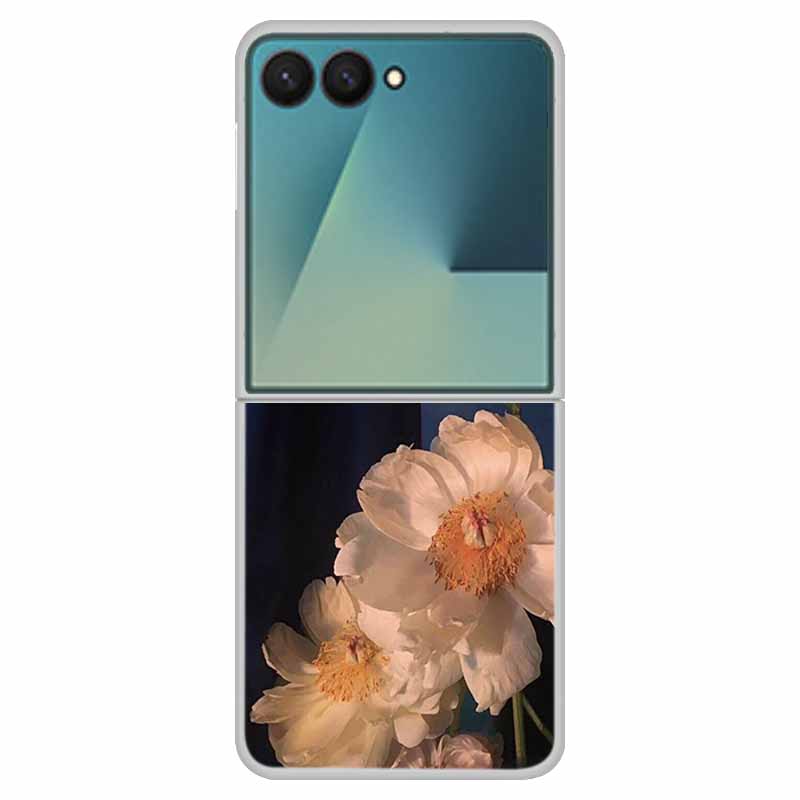 For Samsung Z Flip7 Flowers Case Transparent Hard PC Plastic Cover Shockproof Coque for Funda Samsung Galaxy Z Flip 7 5G Zflip7
