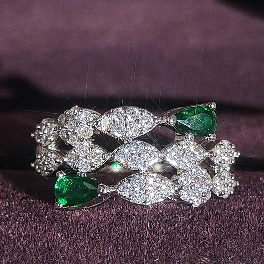

Emerald Green Adjustable Ring for Women, High-Design R7891 Open Adjustable белый