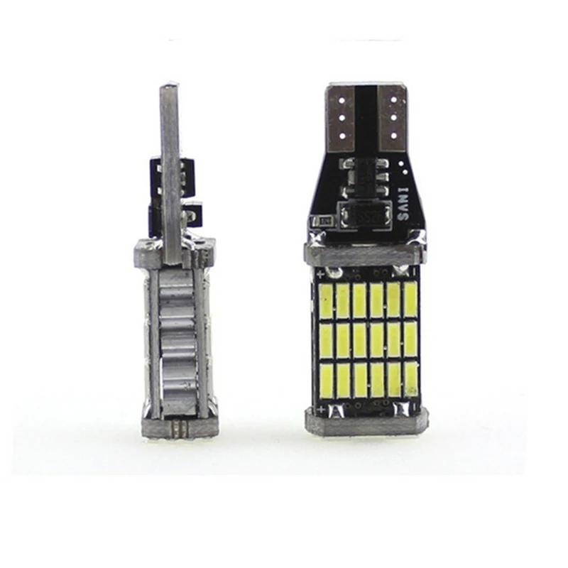2Pcs High Power Auto Bulb White DC 12V-30V Car Reverse Back Light T15 W16W 45 SMD 4014  Turn Signal Lamp LED Canbus