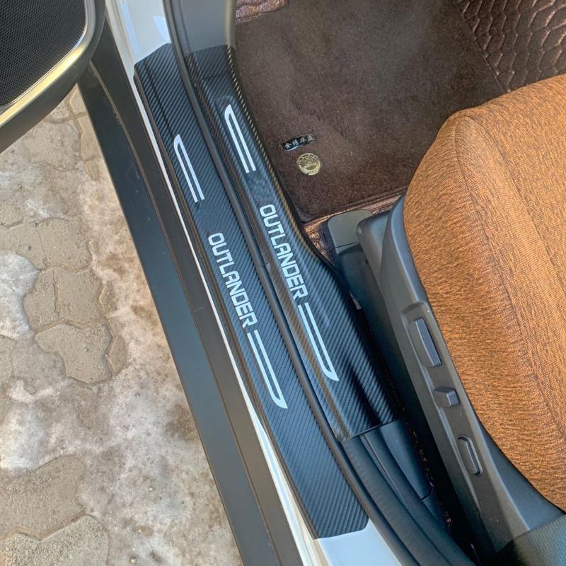 Για Mitsubishi Outlander 2013 2016 2018 Δερμάτινα αυτοκόλλητα μαρσπιέ πόρτας αυτοκινήτου Προστασία πλάκας από ανθρακονήματα κατωφλίου