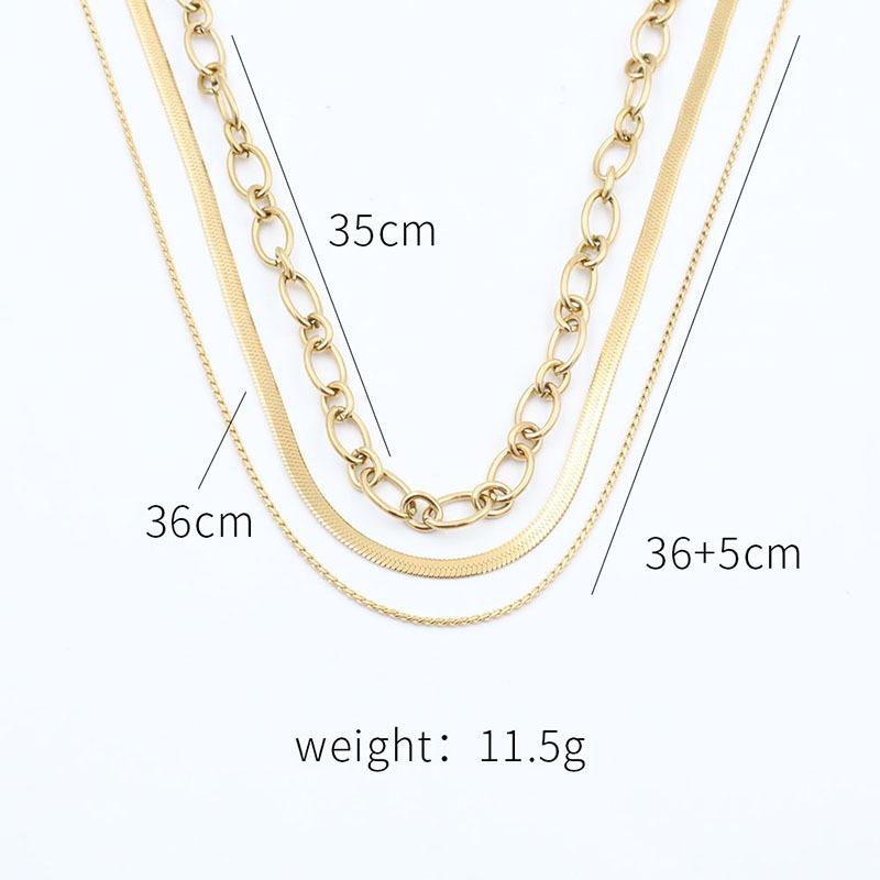 Niche Personalized Metal Chain Multi-Layer With Snake Bone Chain Interlocking Chain Neutral Wind Necklace Female