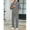 Spring  Commuter Men's Casual Shirt Solid Color Half Sleeve Trousers Two-piece Suit