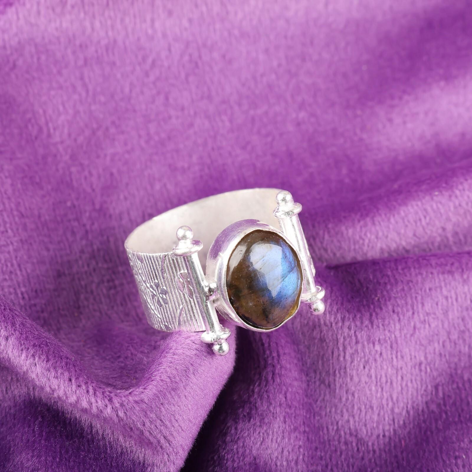 

Натуральный лабрадорит драгоценный камень 925 стерлинговое серебро женские украшения кольцо ручной работы RR-22-23 11