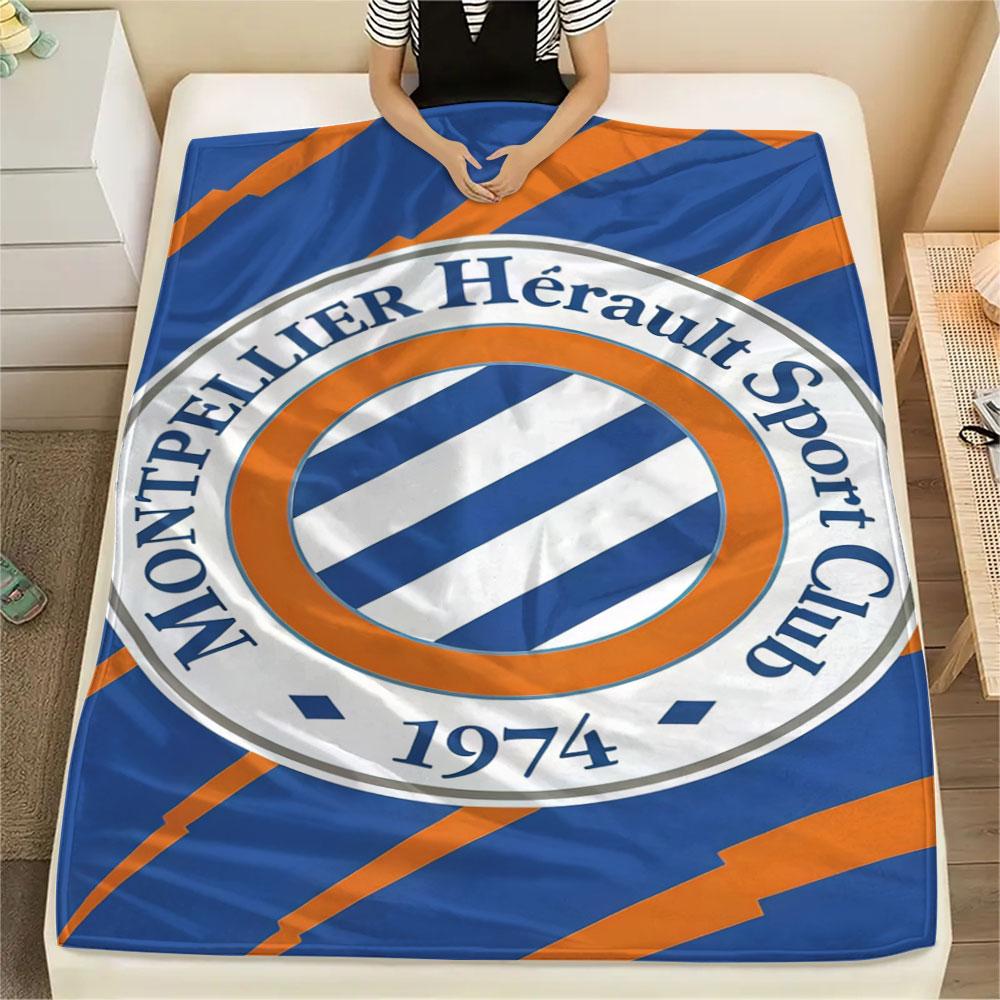 Montpellier HSC Logo FlAannel Blanket, High Quality Comfortable for All Seasons, Home Decor, Warmth and Comfort