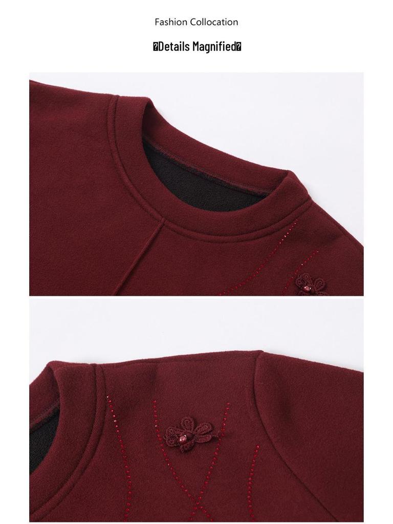 Plus Size Velvet Winter Top - Stylish New Arrival for Middle-Aged Women