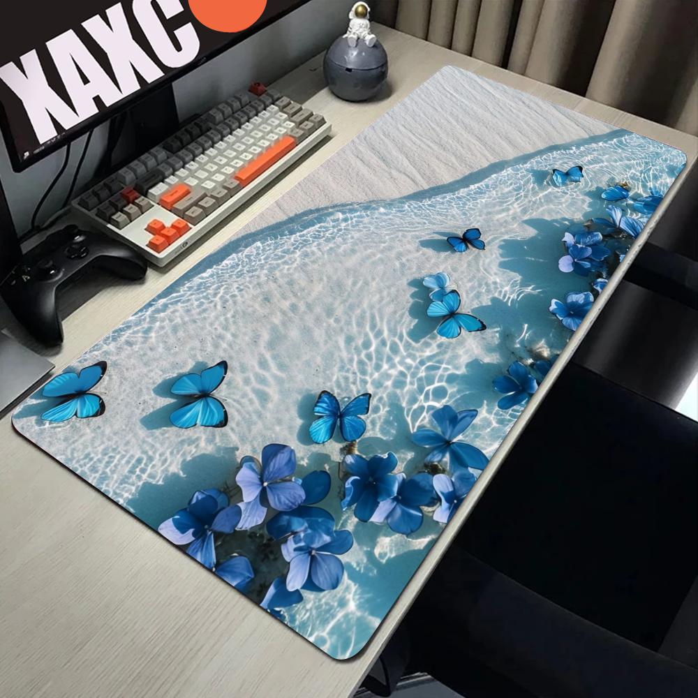 Cartoon Blue Jellyfish Large Mouse Pad Ocean Animal Desk Mat Natural Rubber Non-Slip Office Computer Keyboard Table Accessories