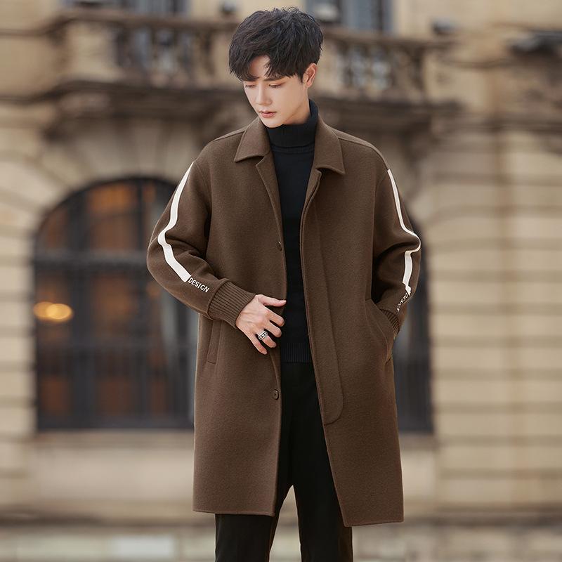 

Зимнее шерстяное пальто мужское средней длины утолщенное с цветовой блокировкой шерстяной свитер-жакет 3XL