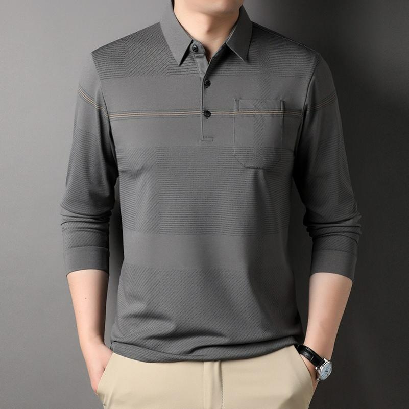 Dad Spring Tops, T-shirts, Long-sleeved Men's Bottoming Polo Shirts, Spring and Autumn Thin T-shirts