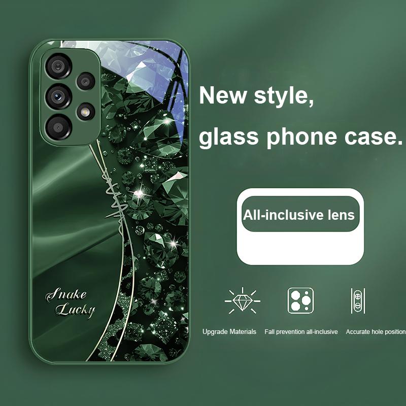 Leopard Print Diamond For Samsung Galaxy S23 U Ltra 24 Plus S20 21 FE S25 Ultra A70 A72 73 51 52 53 Tempered Glass Phone Case