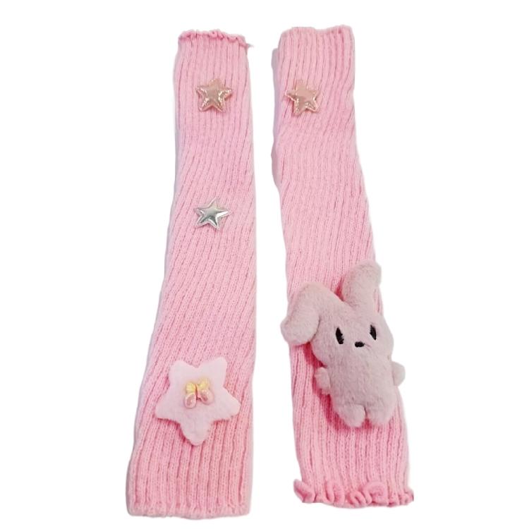 

2000s Knitted Fingerless Gloves for Anime Party Slouchy Arm Sleeves Arm Warmer Party Wear Armwear Cosplay Costume Armcover рожевий